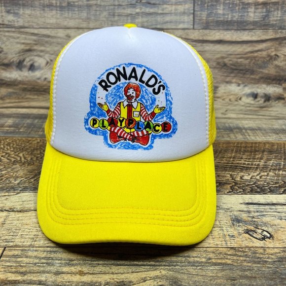 Ronalds Playplace Mens Trucker Hat Yellow Snapback 1994 McDonalds Playgound Cap - Picture 2 of 8